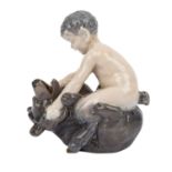 ROYAL COPENHAGEN Figur "Faun mit Bär", 1967,