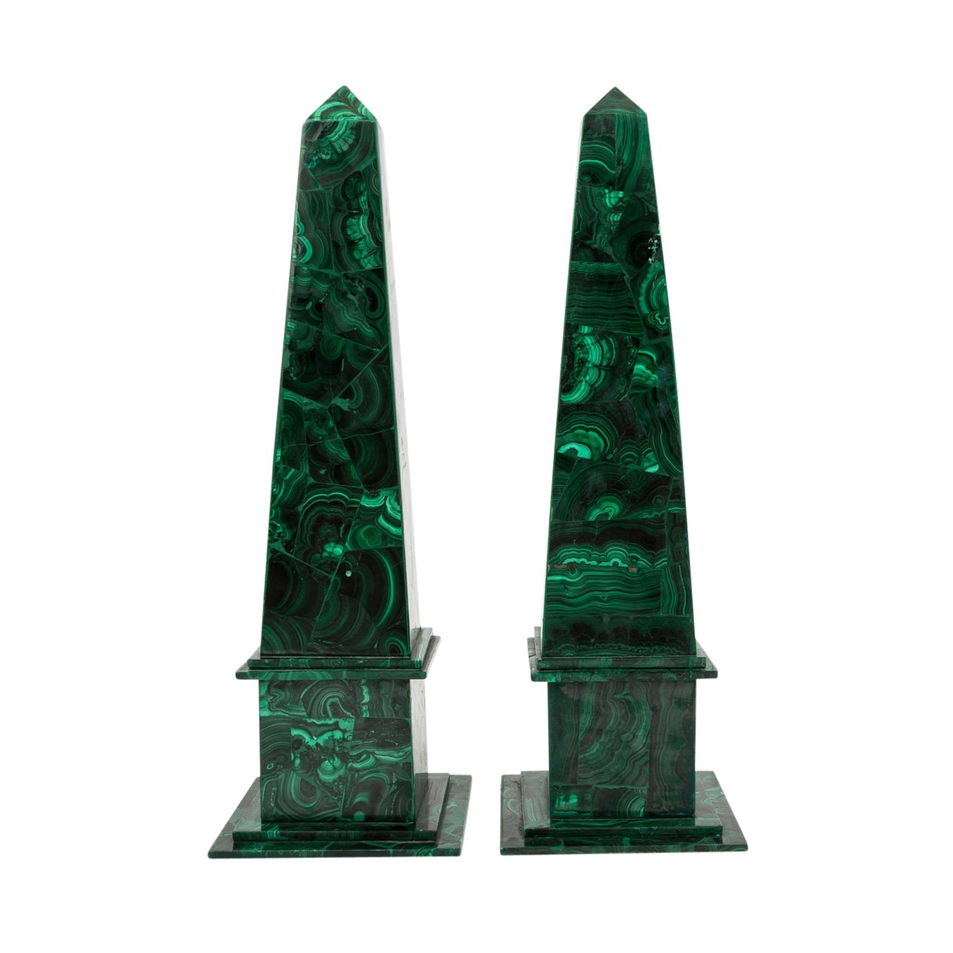 Paar Malachit Obeliske. - Bild 2 aus 6