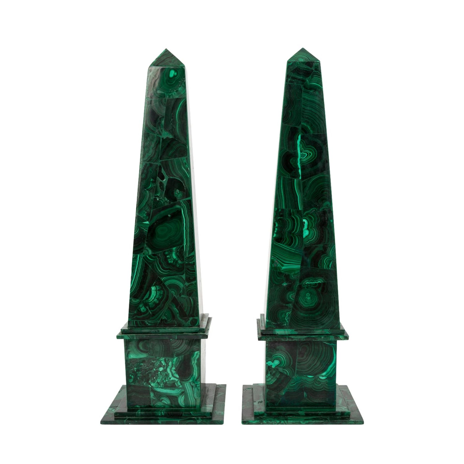 Paar Malachit Obeliske.
