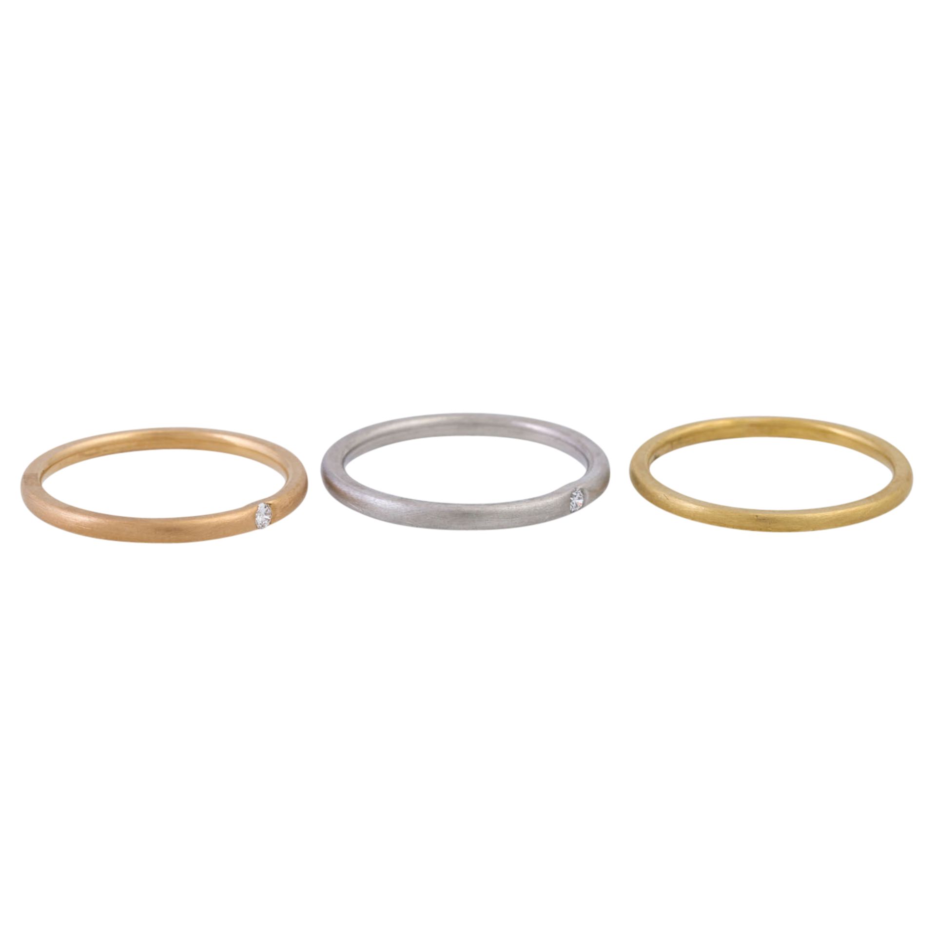 NIESSING dreiteiliges Ringset mit 2 Brillanten zus. ca. 0,02 ct, - Image 2 of 5