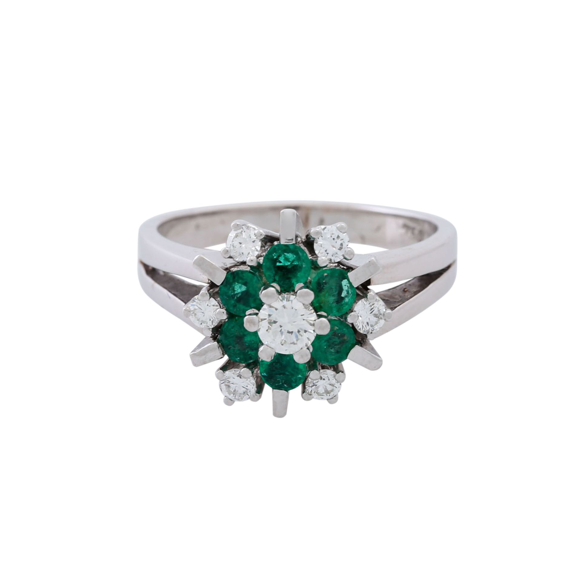 Ring mit Smaragden von 0,3 ct und Brillanten zus. ca. 0,35 ct, - Bild 2 aus 5
