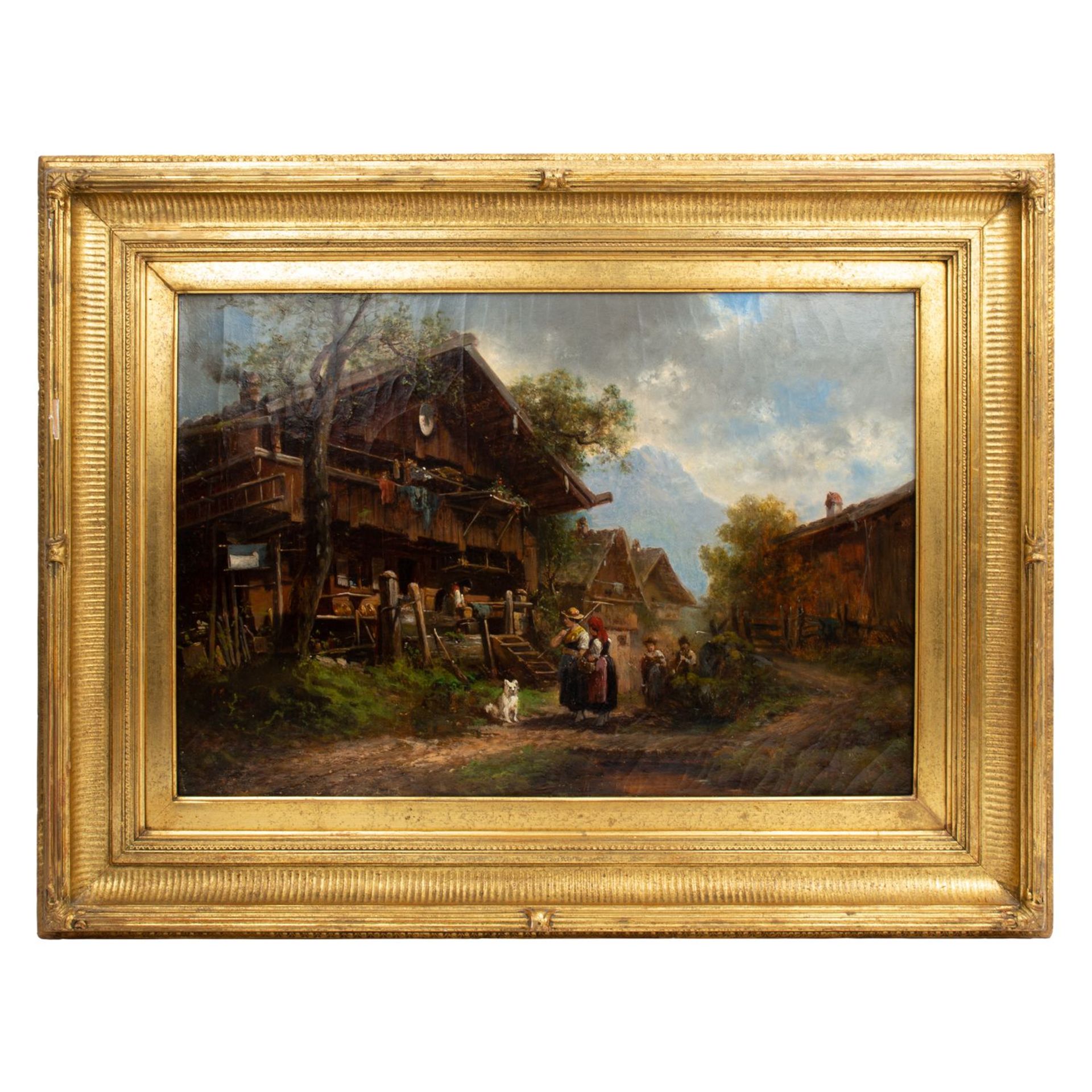 MALI, CHRISTIAN FRIEDRICH, ATTRIBUIERT (1832-1906), "Bäuerinnen vor dem Haus", - Image 2 of 4