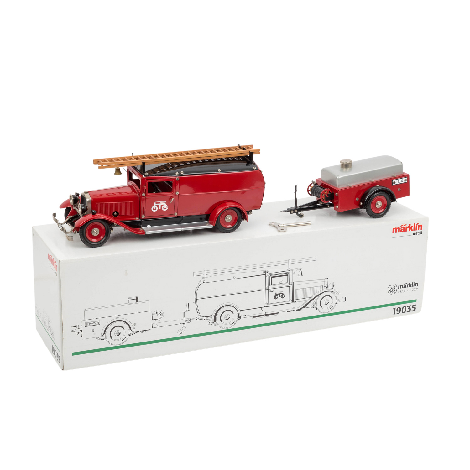 MÄRKLIN Feuerwehr LKW mit Anhänger 19035