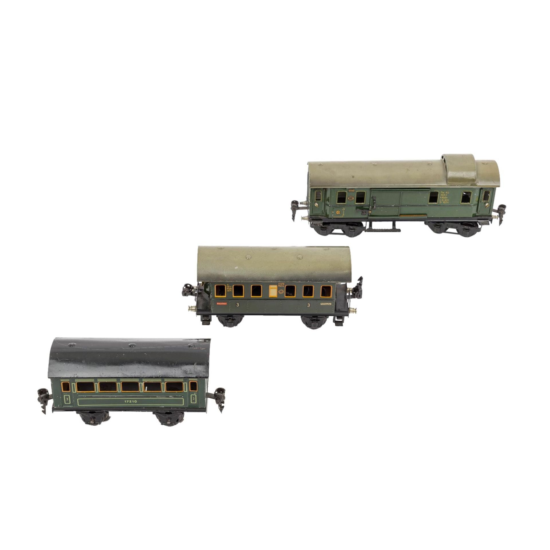 MÄRKLIN zwei Personen- und ein Gepäckwagen, Spur 0, 1932-49, - Image 4 of 6