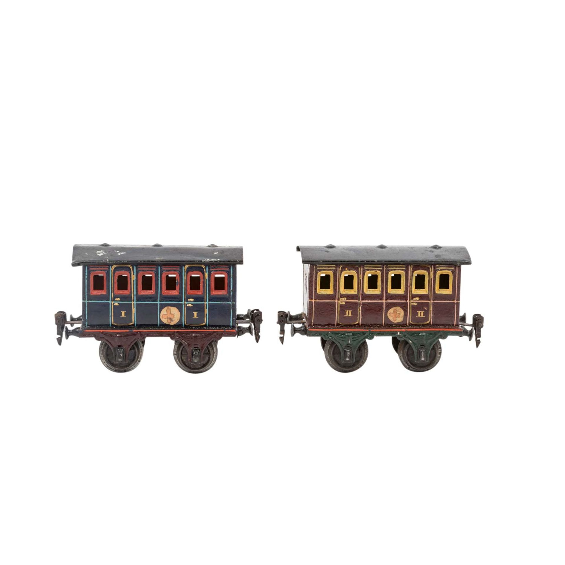 MÄRKLIN zwei Abteilwagen, Spur 1, vor 1907-1914, - Bild 3 aus 6