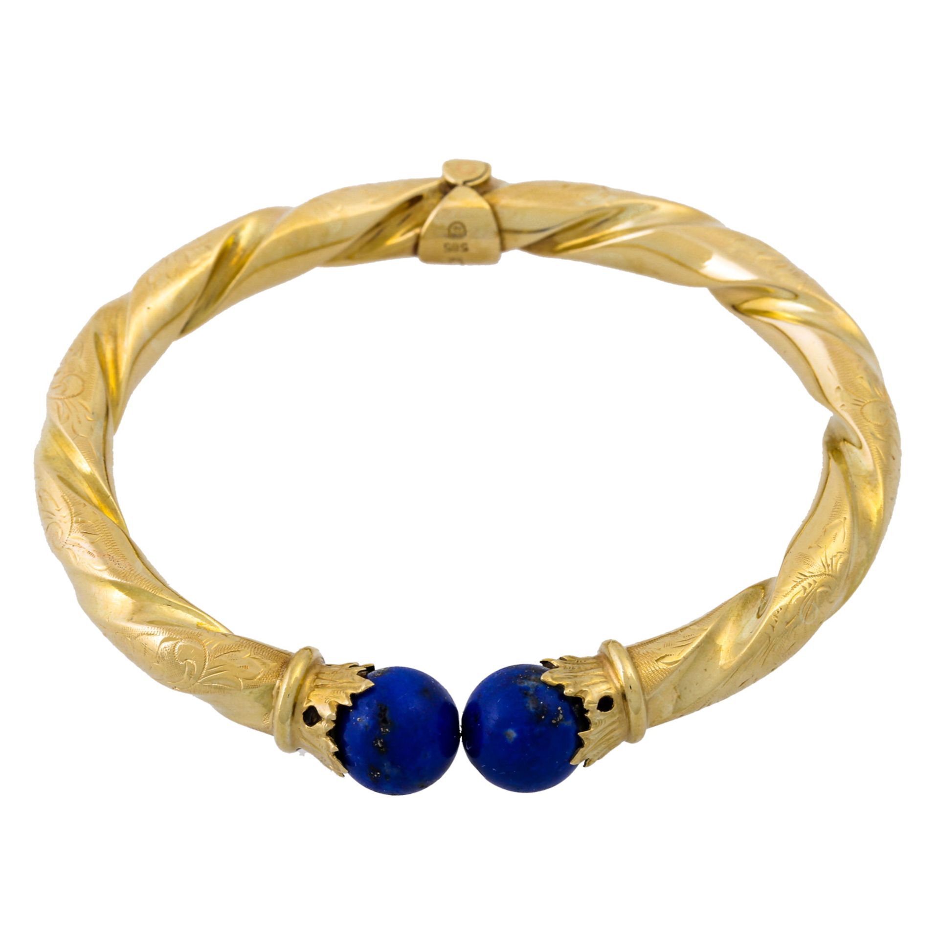 Schmuckset Armreif und Brosche mit Lapislazuli, - Image 2 of 7