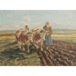 ZEYER, ERICH (1903-1960), "Bauernpaar mit Ochsengespann bei der Feldarbeit",