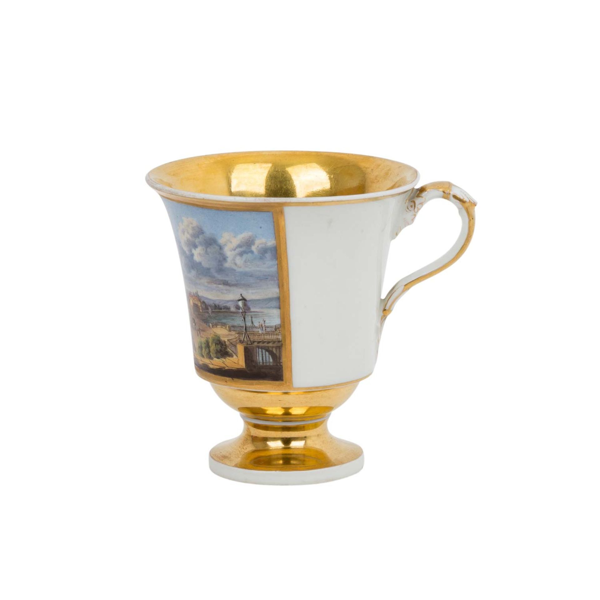 MEISSEN Biedermeier-Tasse und Untertasse 'Dresden', 1. Wahl, 1. Hälfte des 19. Jh. - Image 2 of 8