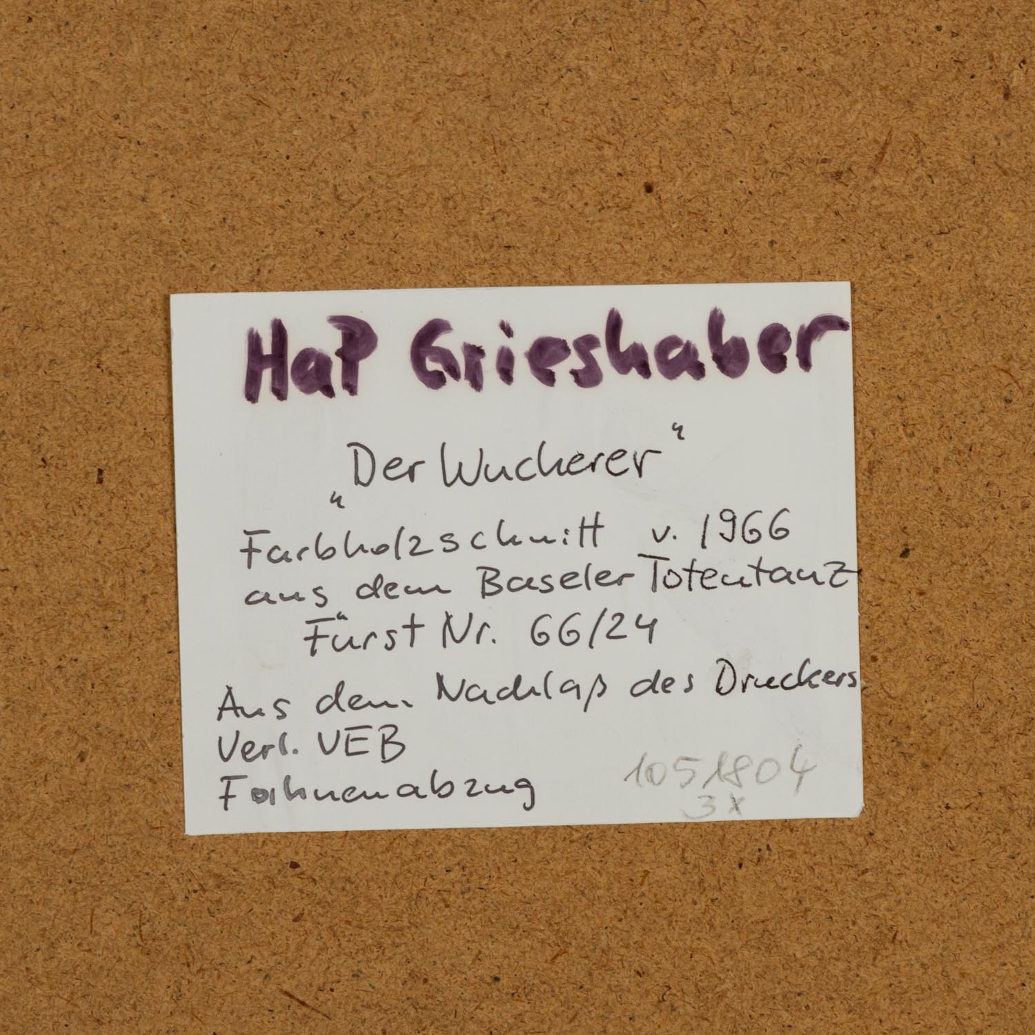 GRIESHABER, HAP (Helmut Andreas Paul, 1909-1981), 3 Szenen aus dem "Totentanz", - Image 10 of 10