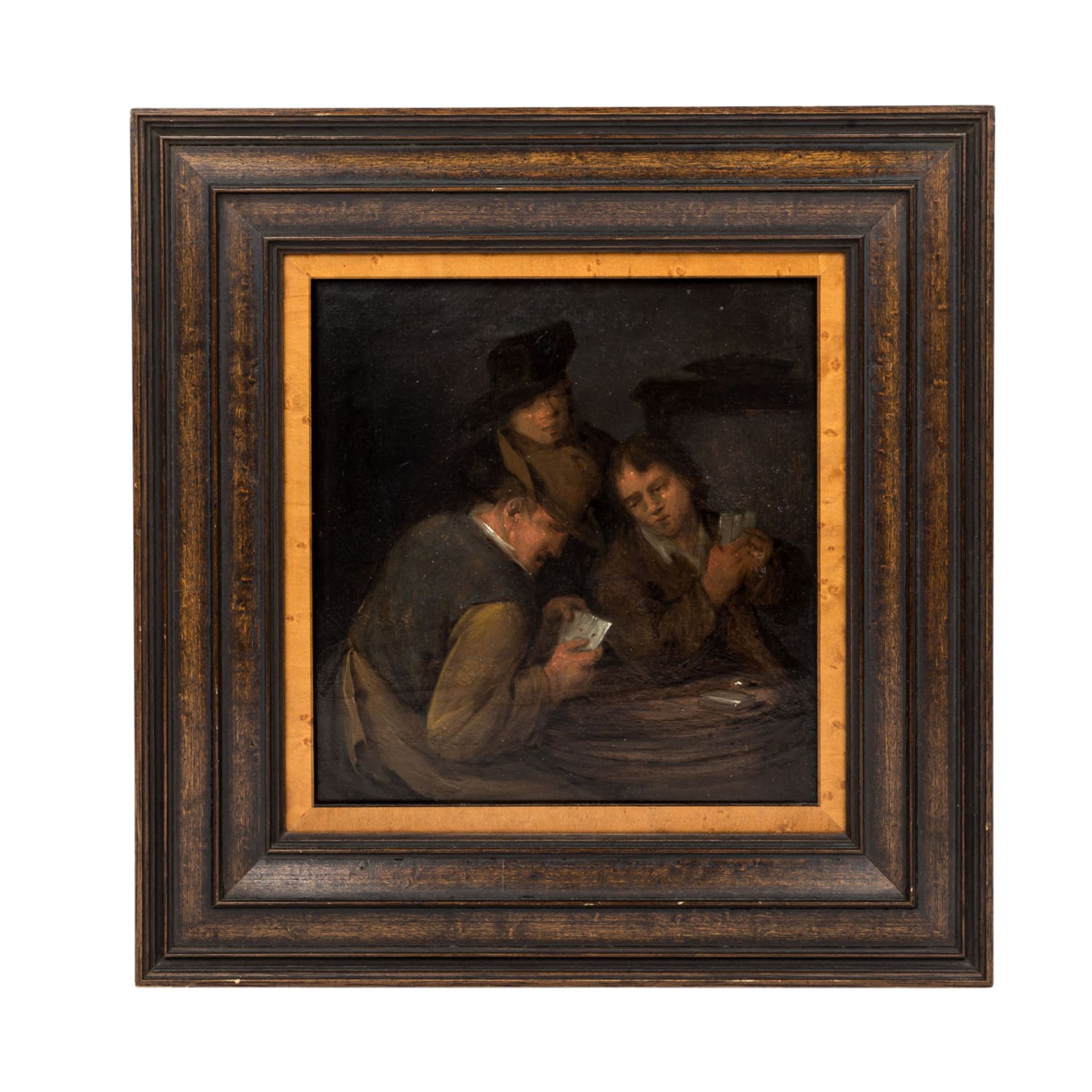 FLÄMISCHER MALER 17. Jh., Umreis Teniers, "Drei Kartenspieler in der Stube", - Image 2 of 4
