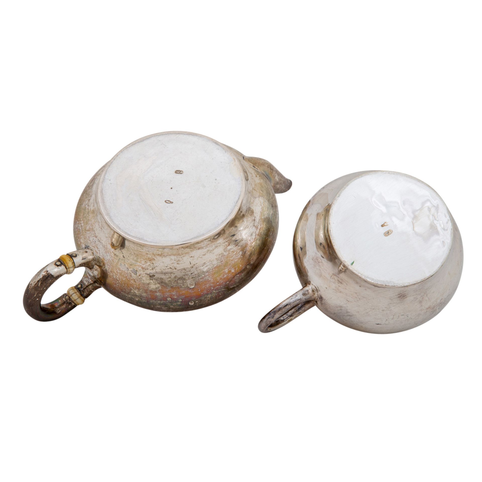 SCHWEIZ Teekännchen und Milchgießer, 875 Silber, nach 1815. - Bild 5 aus 5