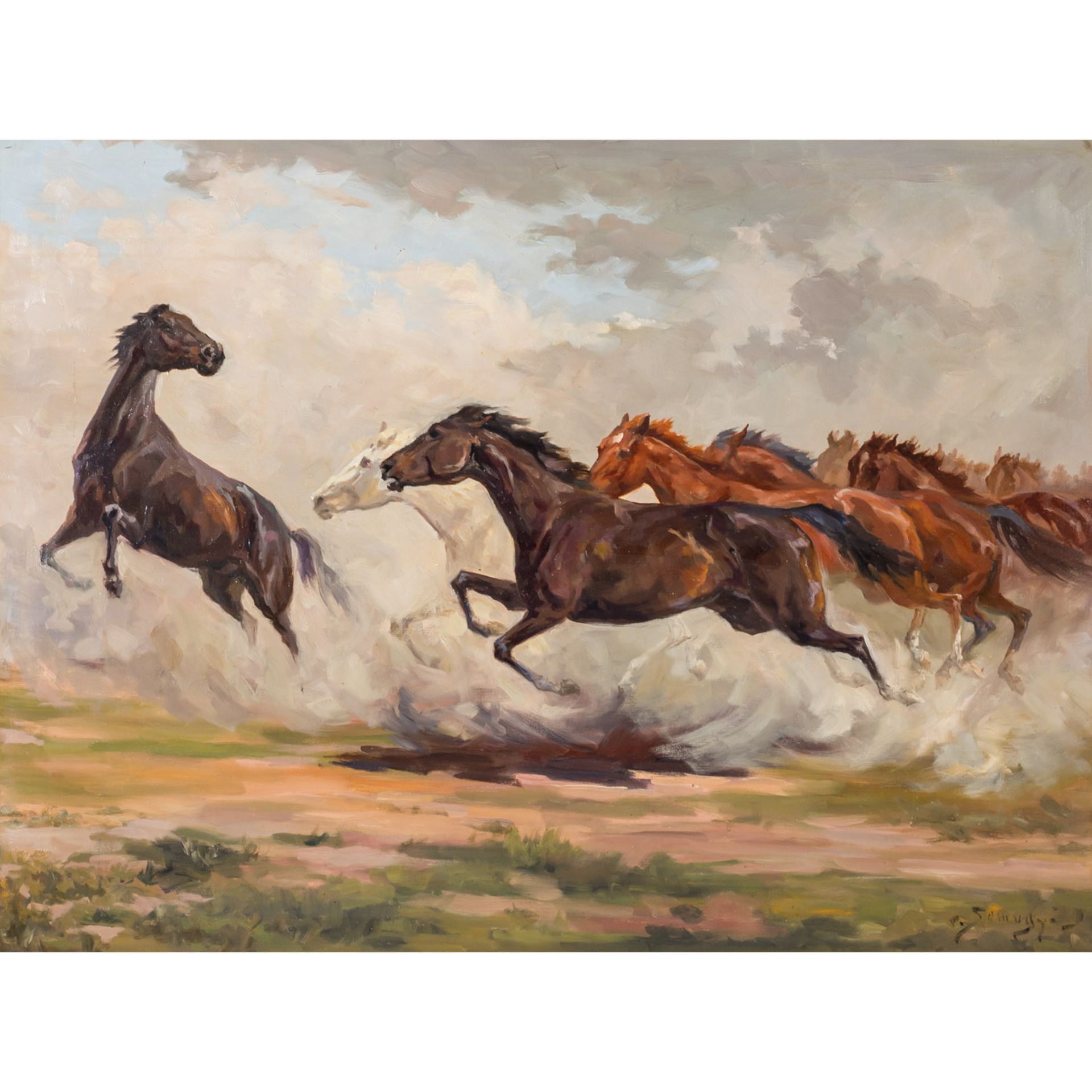 SOMOGYI, ISTVAN von (1897-1971), "Galoppierende Pferde in der Puszta",