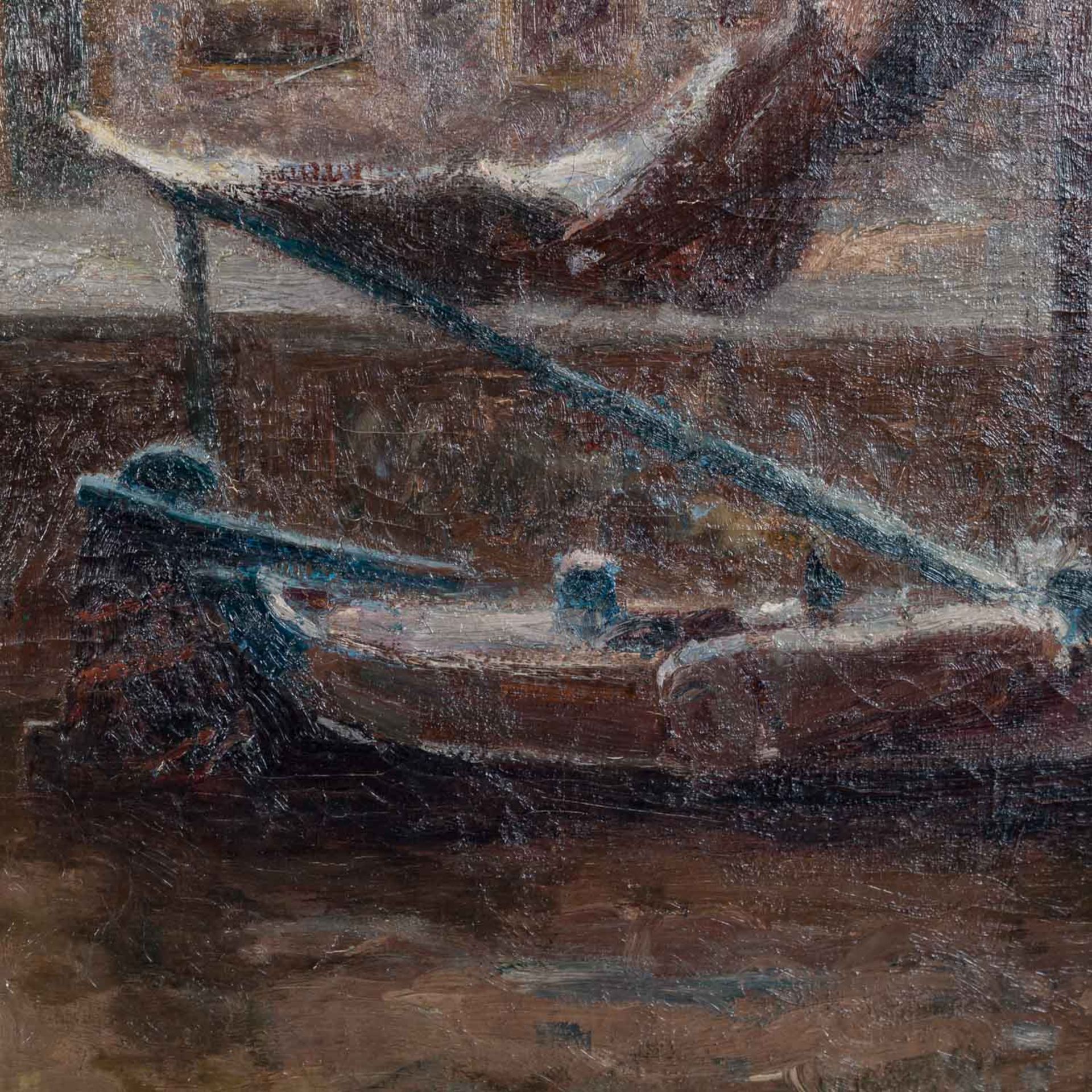 CÉLOS, JULIEN (1884-1953) "Boote in einem nebligen Flusshafen" - Image 8 of 11