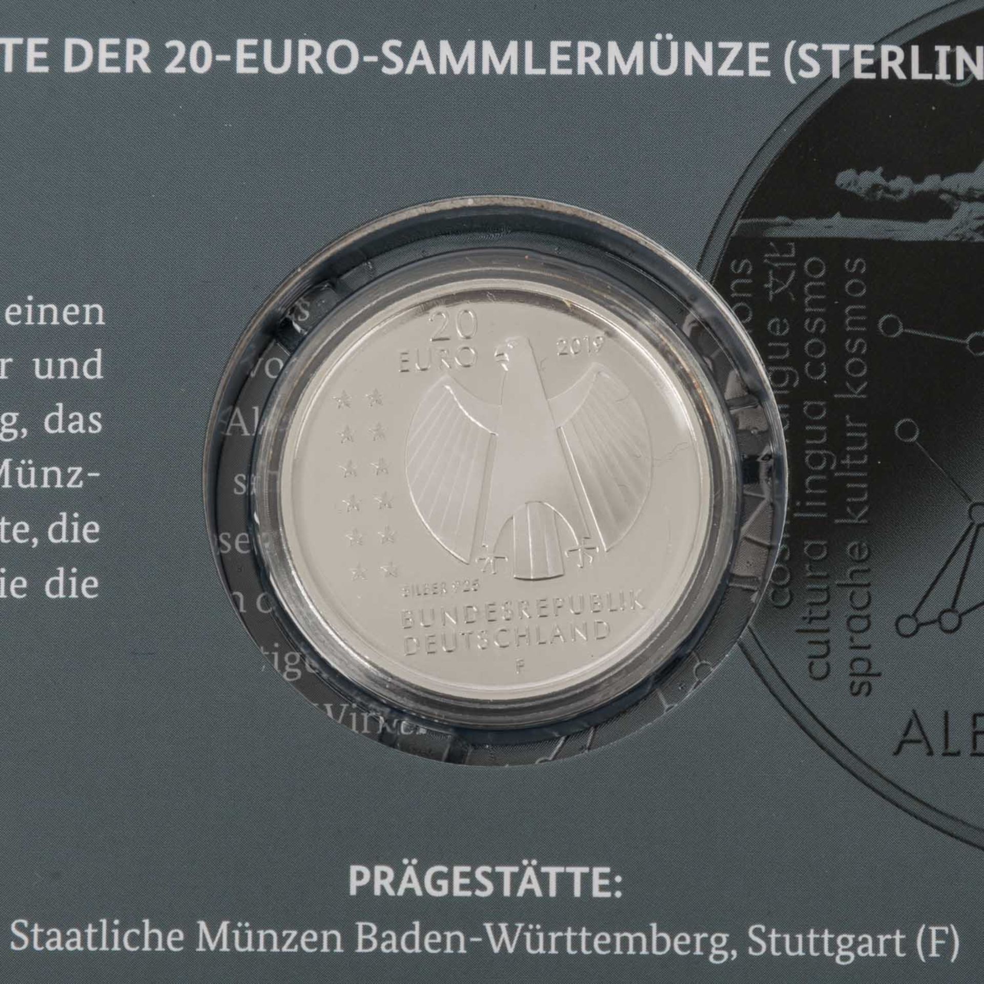 BRD - 5 verschiedene Ausgaben 20 Euro 2019,jeweils in der Erhaltung spiegelglanz.< - Bild 3 aus 3