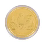 Australien/Gold - 100 Dollars 2017, Lunar II.,Year of the Rooster, fast prfr., 1 Unze