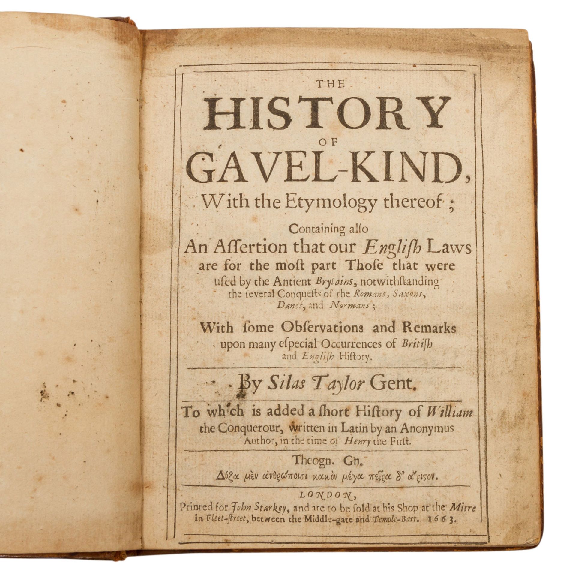 Rechtsgeschichte, England 17.Jh. -Silas Taylor Gent, The History of Gavelkind/Geschich