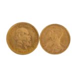 Niederlande und Belgien in Gold -1 x Niederlande - 10 Gulden 1875, König Willem, vz.,