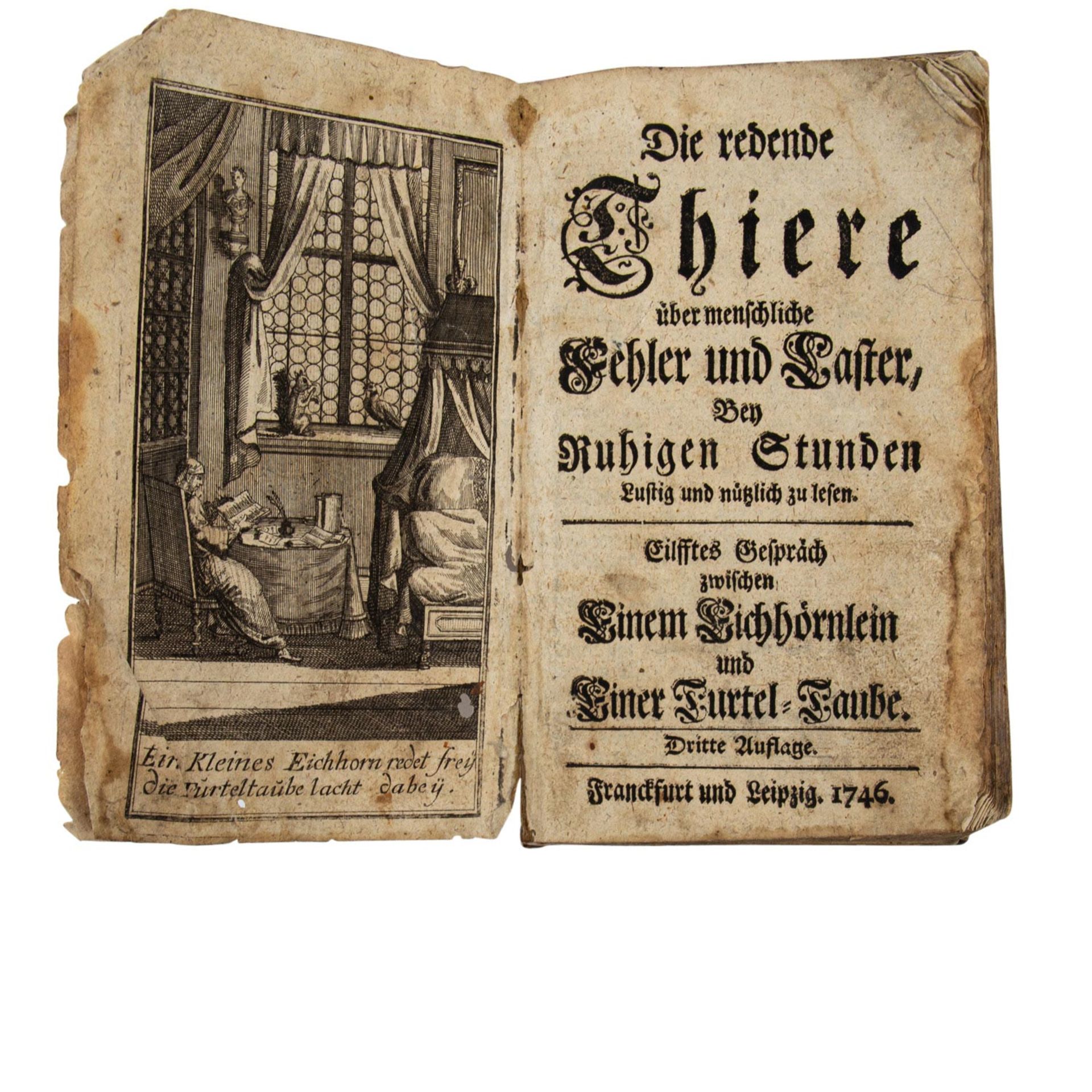 Konvolut Literatur, Deutschland 18.Jh. -1 x "Die redende Thiere über menschliche Fehl - Image 7 of 9