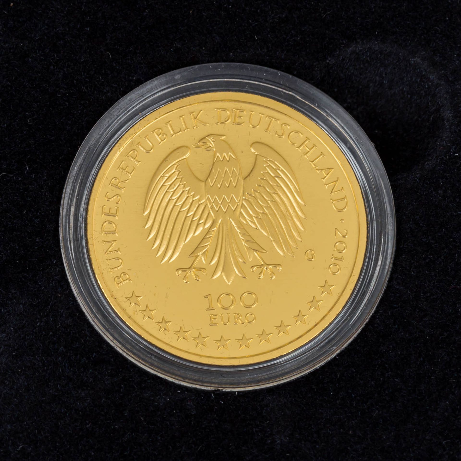 BRD/GOLD - 7 x 100 Euro zu je 1/2 Unze Gold,2002 F Währungsunion, 2 x 2004 G Bamberg, - Image 2 of 3