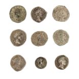 Münzen der römischen Kaiserzeit -9-teiliges Konvolut römischer Antiken, dabei u.a.