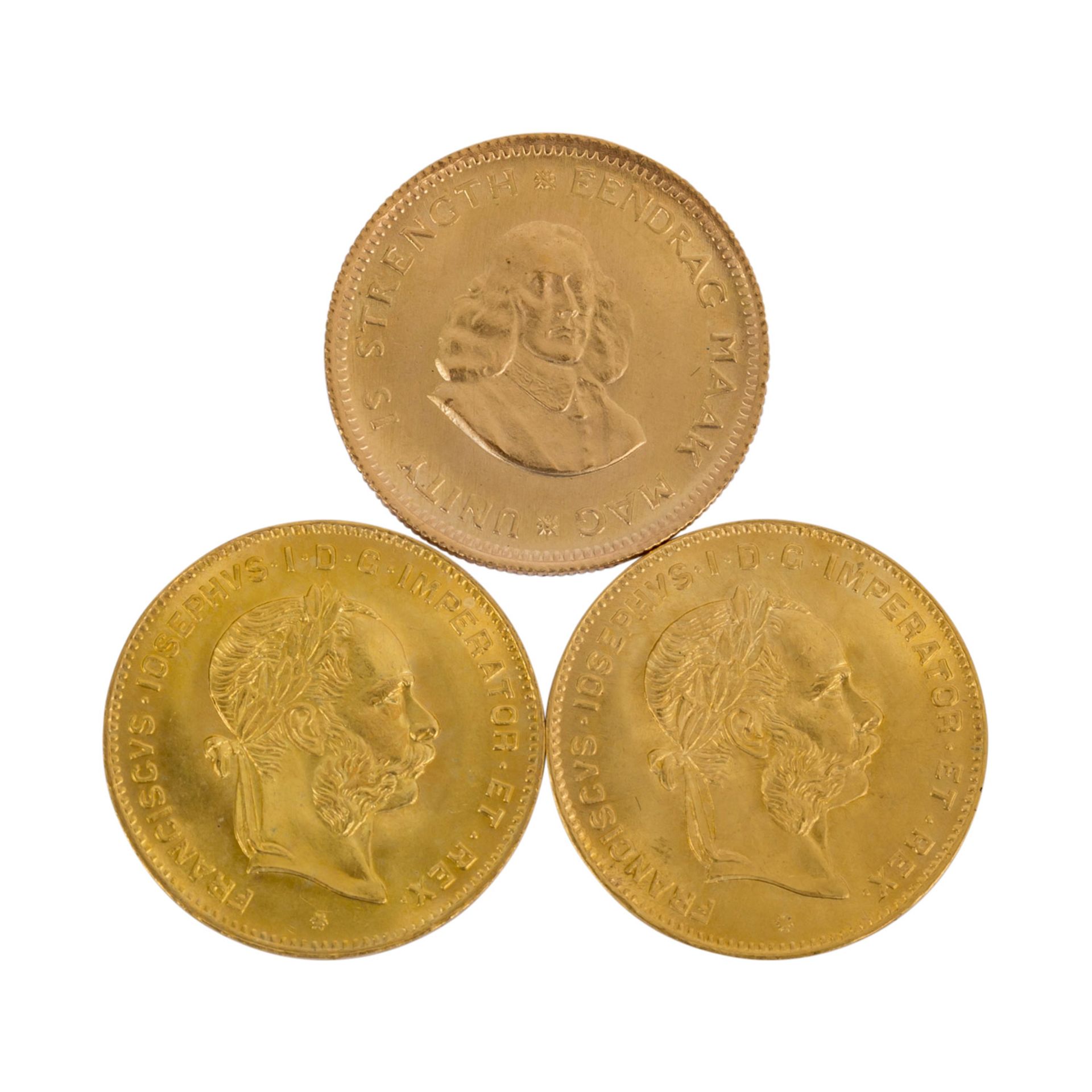 Investmentgold Österreich und Südafrika -2 x Österreich - 4 Florin 1892/NP, Franz-J