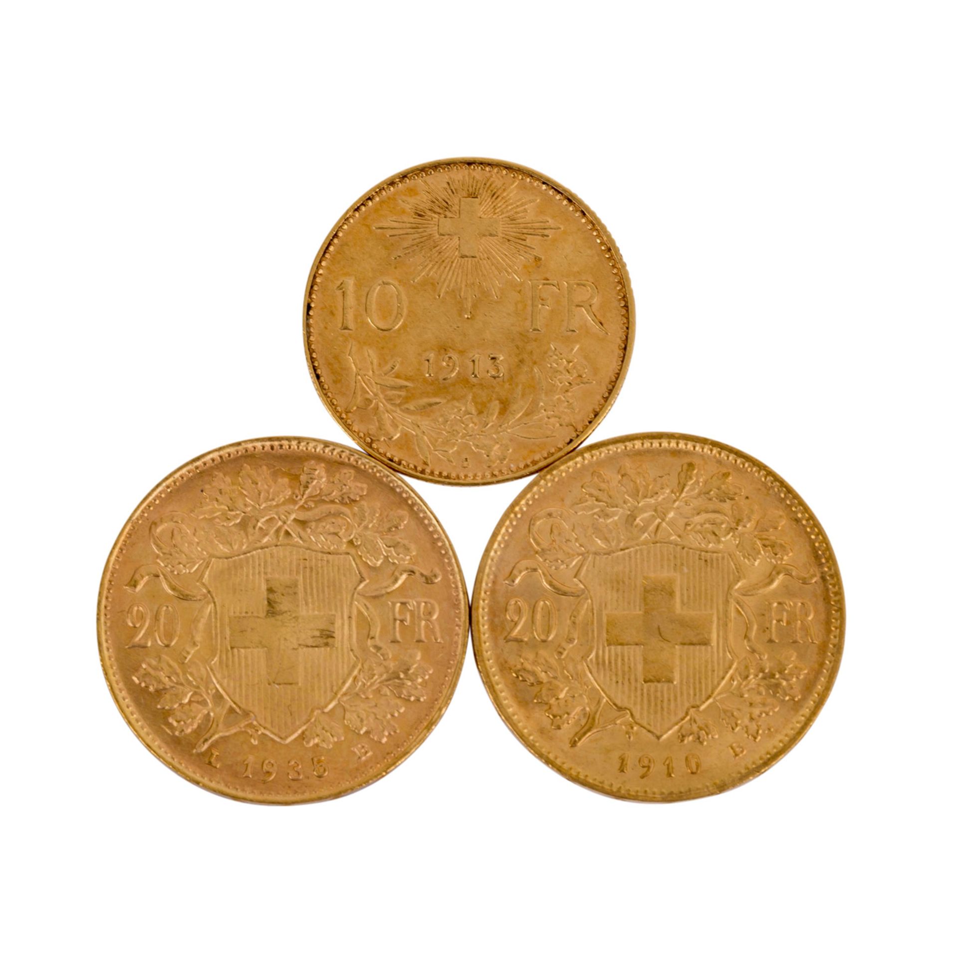 Schweiz in Gold -Schweiz - 20 Franken 1910/B /1935/LB, Vreneli, vz-, kleine Kratzer, k - Bild 2 aus 2