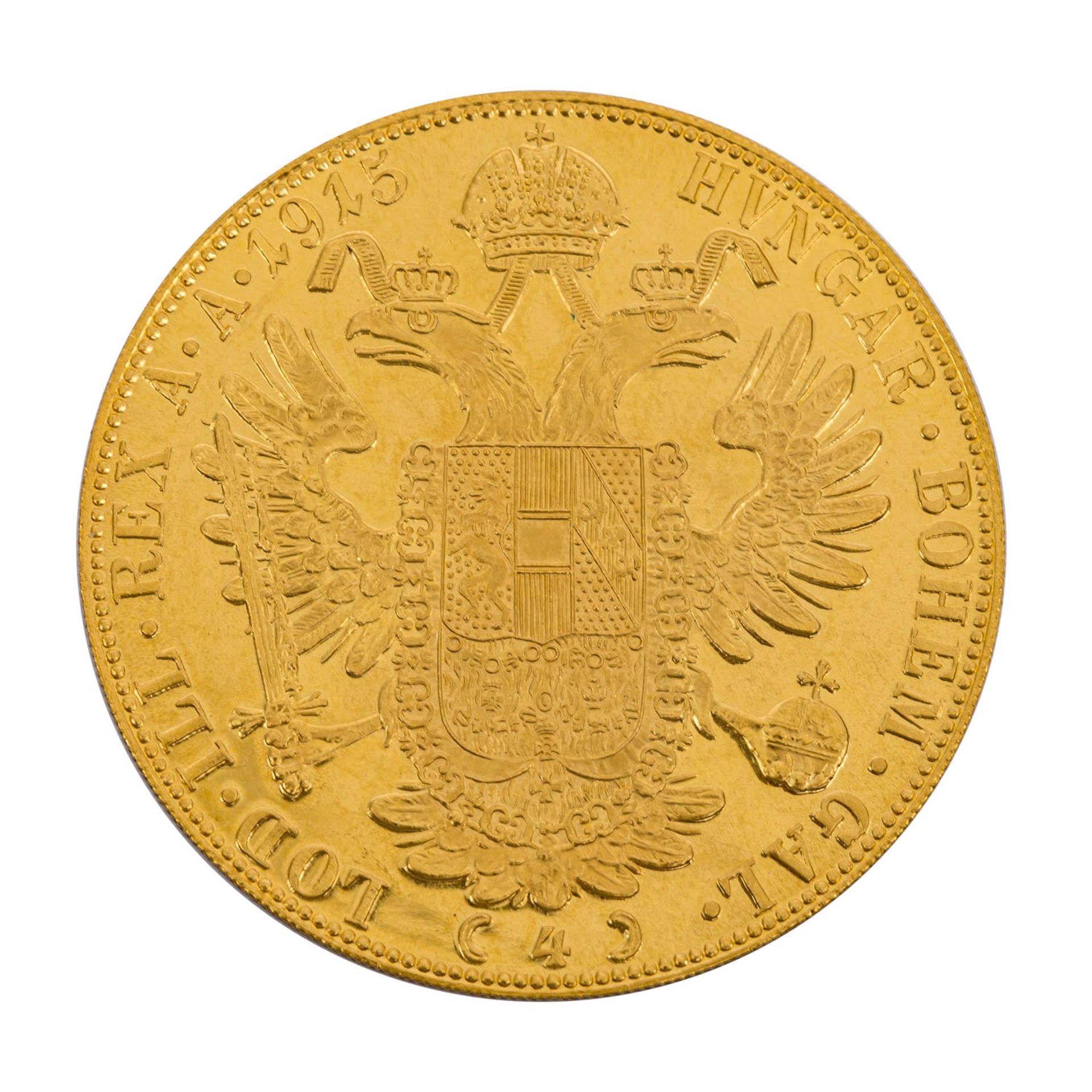 Österreich/GOLD - 4 Dukaten 1915 NP,ca. 13,77 g fein, vz|Austria/GOLD - 4 duc - Bild 2 aus 2