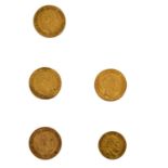 Preussen/GOLD - 4 x 20 Goldmark, 1 x 10 Goldmark.20 Mark 1873 C, 1874 B und 1883 A Wil