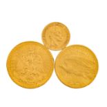 GOLDLOT mit USA 20 Dollars EagleSt. Gaudens 1910, Mexiko 50 Pesos 1947 sowie Preussen