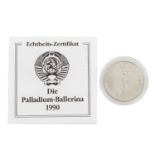 Russland / Palladium - 10 Rubel 1990,kleine Ballerina, 1/2 fein, st in Kapsel.