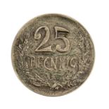 Dt. Kaiserreich 25 Pfennig 1909 PROBEKupferlegierung, ca. 4,33g; ss-vz.| Germa