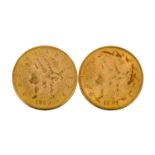 USA / GOLD - 2 x 20 Dollars 1889/S; 1891/S,je ca. 30 Gramm Gold fein, gesamt also 60 G