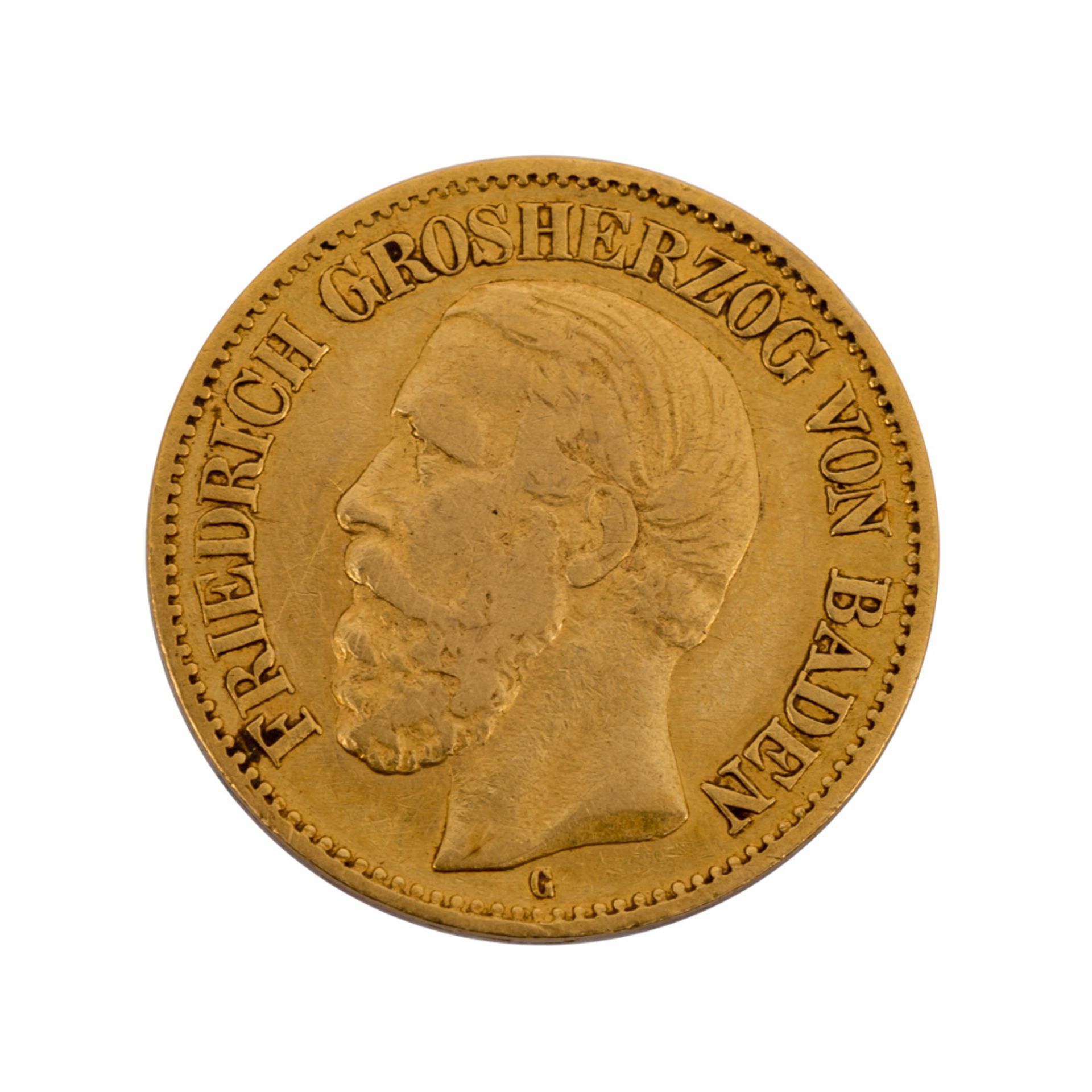 Deutsches Kaiserreich / Baden - 10 Mark 1875/G Großherzog Friedrich von Baden,Erhaltu