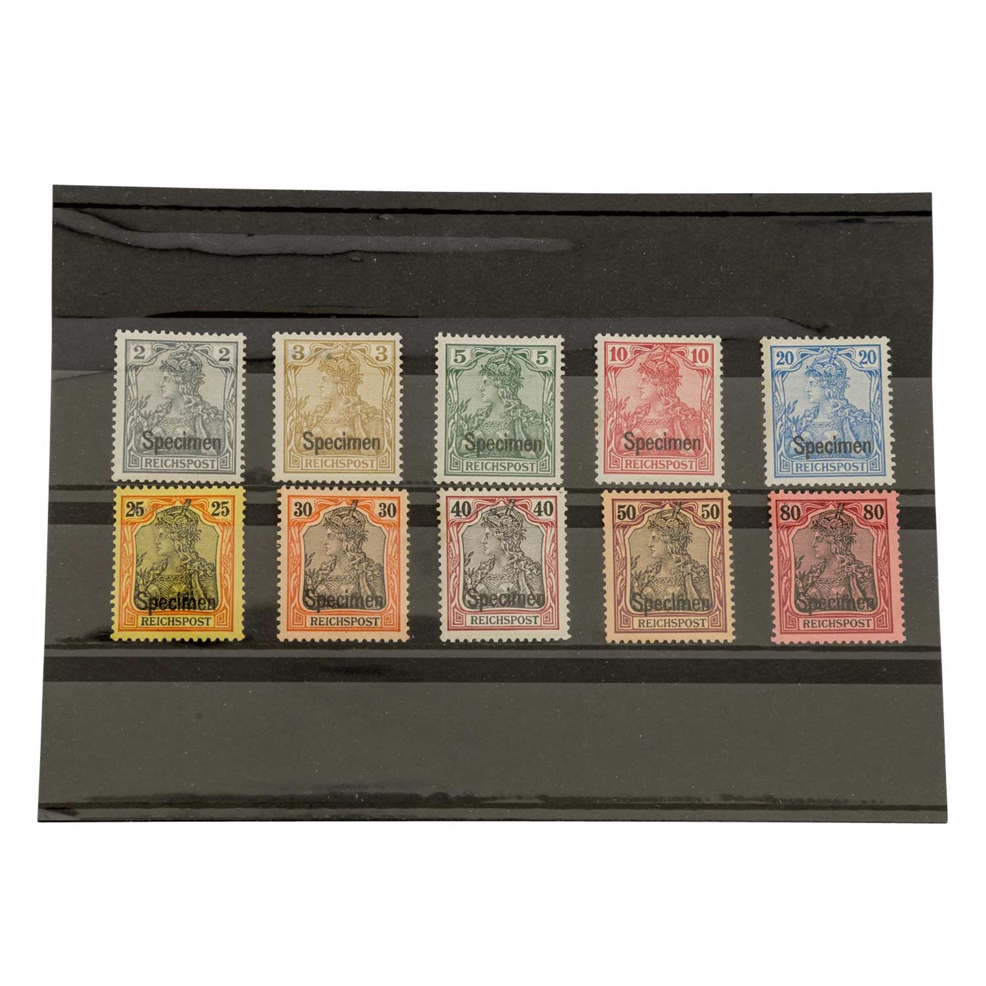 Deutsches Reich 19002 bis 80 Pf. Germania Reichspost mit 'SPECIMEN' - Aufdruck. Sauber