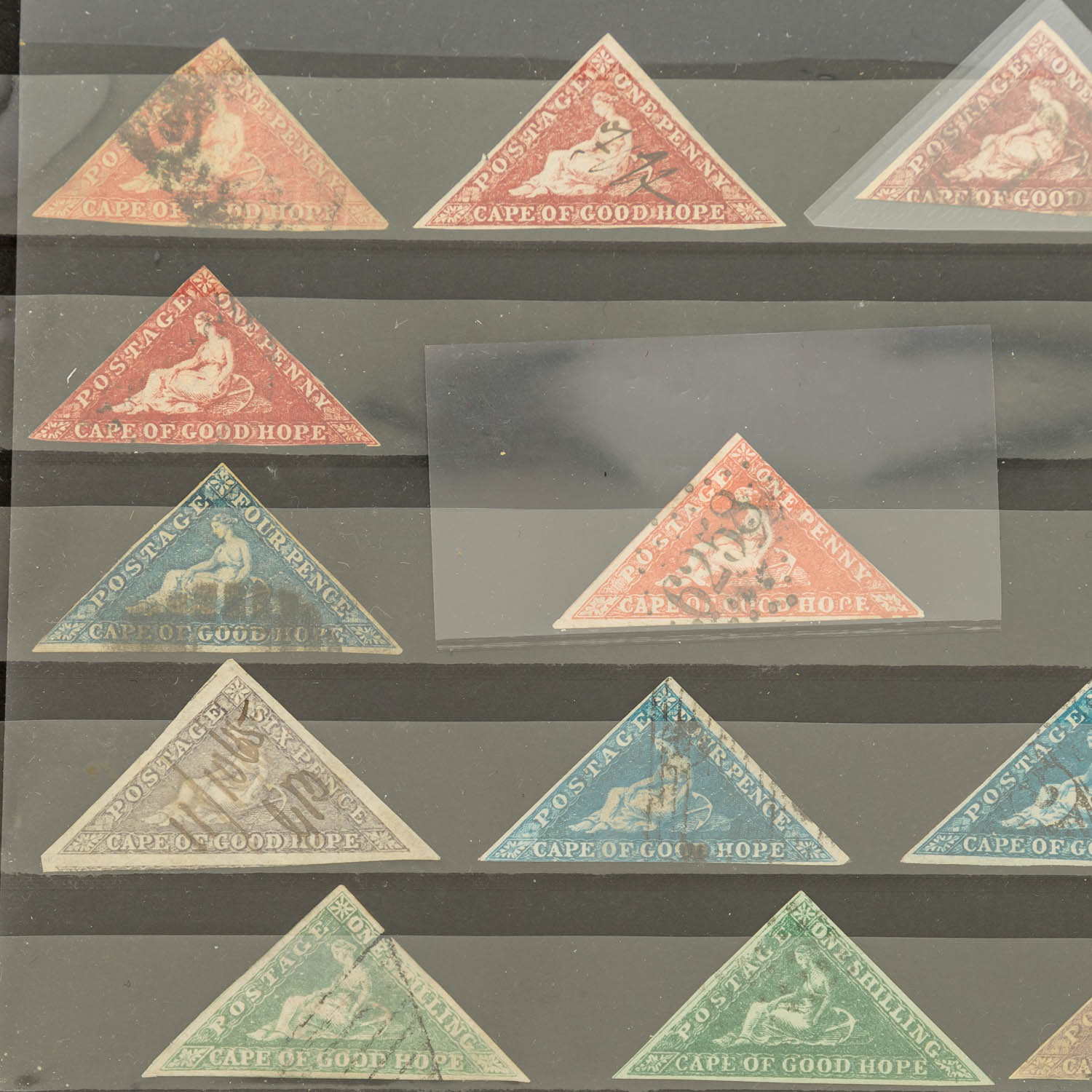 Briefmarken Kap der Guten Hoffnung 1853Kapdreiecke: Steckkarte mit insgesamt 16 gestem - Image 2 of 3