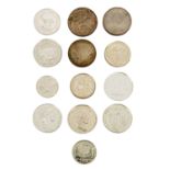 Ca. 275 Gramm SILBER fein,13 verschieden erhaltene Münzen.| Approximately 275