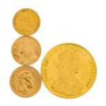 GOLDLOT ca. 30,31 g fein, bestehend ausÖsterreich 4 Dukaten 1915 NP, Preussen 20 Mark