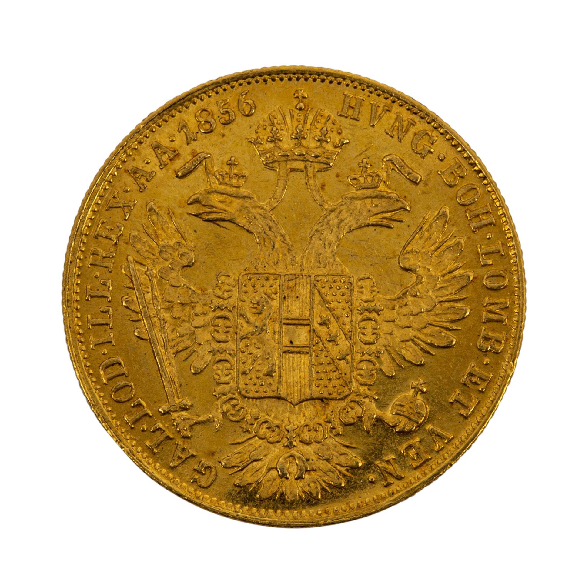 Österreich - Dukat 1856/A, Franz Josef I, vz., Randfehler. | Austria - Ducat - Bild 2 aus 2