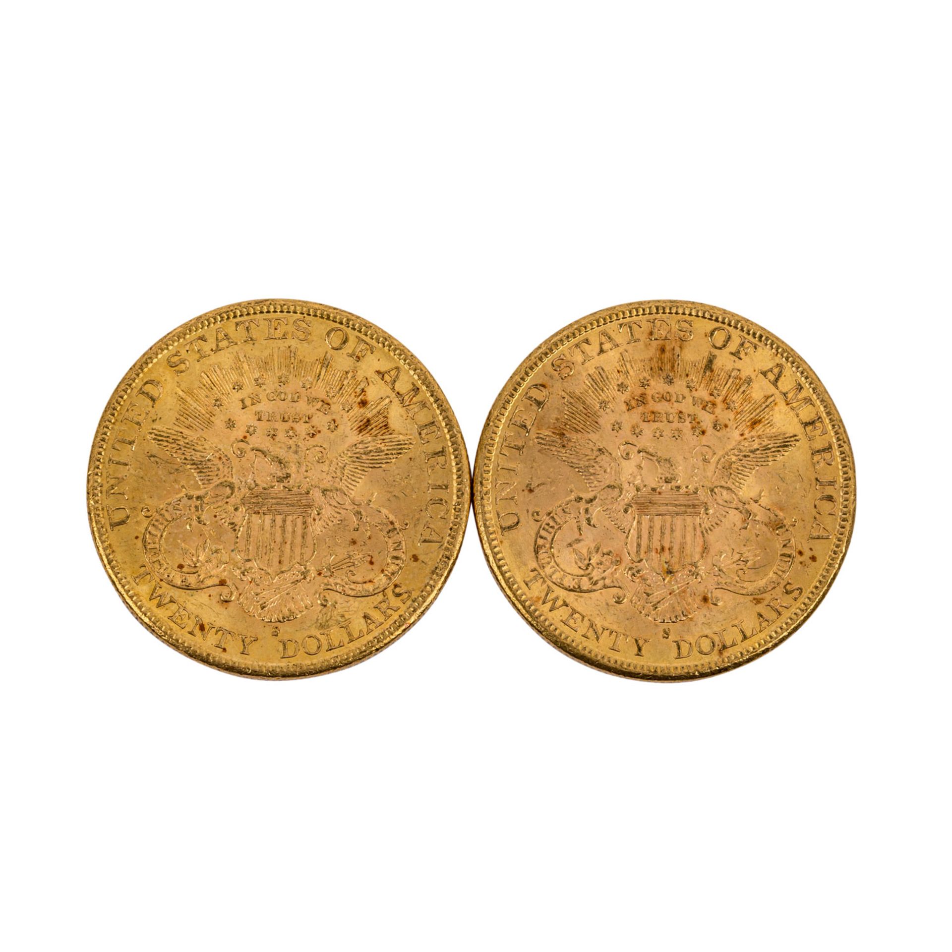 USA / GOLD - 2 x 20 Dollars 1889/S; 1891/S, je ca. 30 Gramm Gold fein, gesamt also 60 - Image 2 of 2