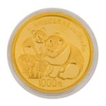 VR China - 1000 Yuan 1987, Motiv Panda, 12 Unzen Gold fein, Panda mit Kind, badend, be