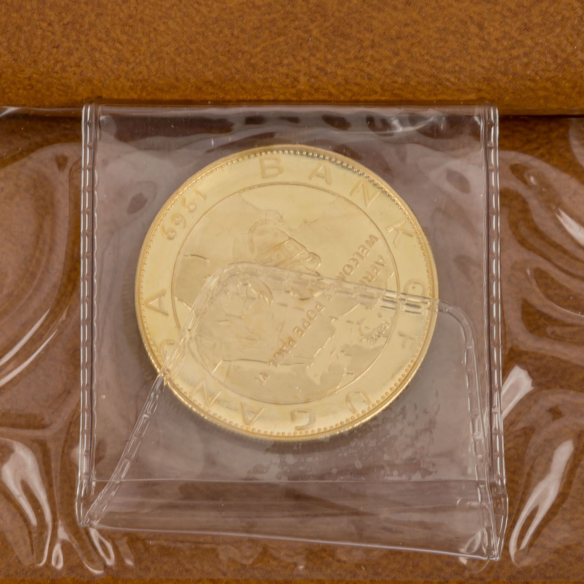 Selten! Uganda/GOLD - 100 Shilling 1969, Papst Paul VI., ca. 12,4 g fein, PP, im origi - Bild 2 aus 2
