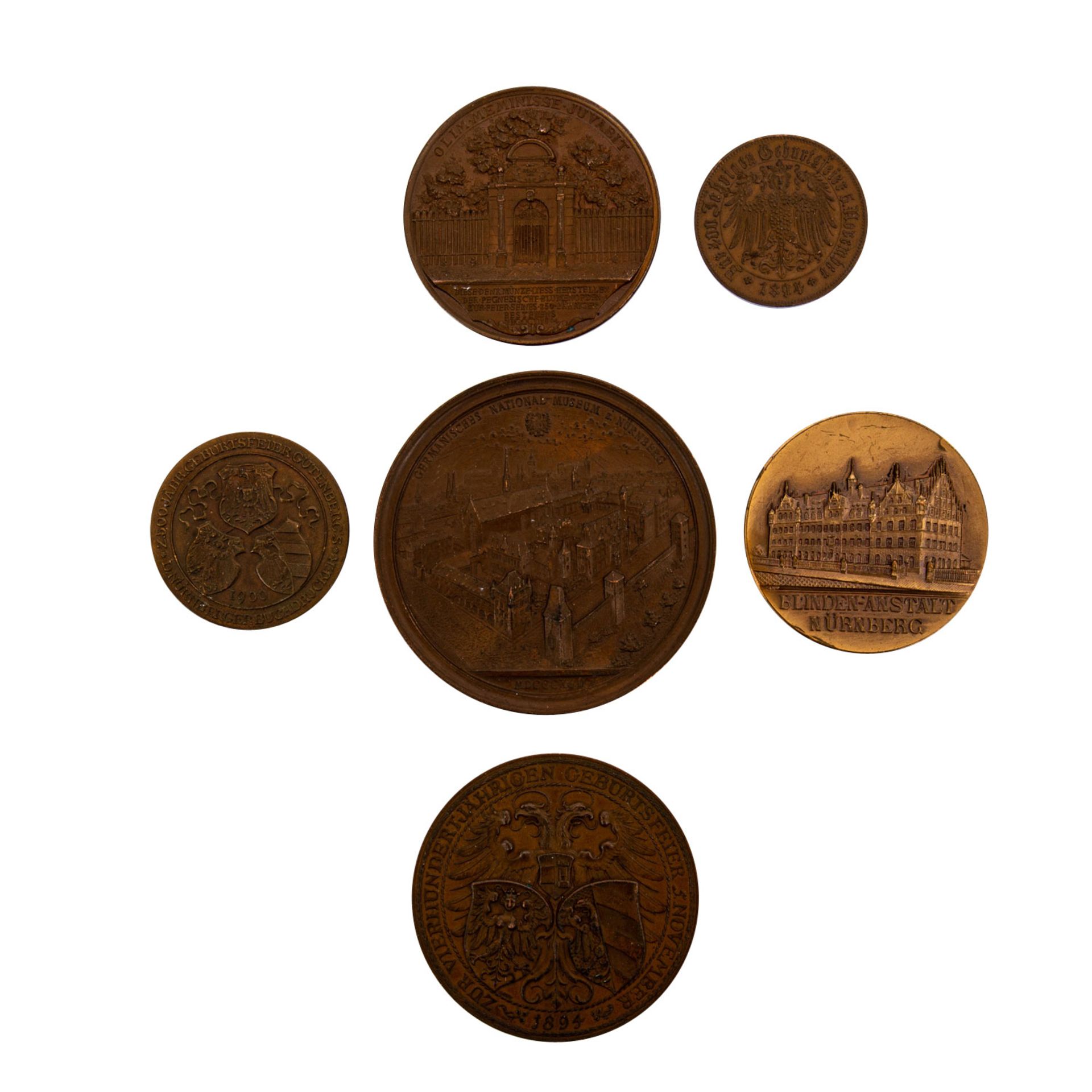 Nürnberg, Stadt - Konvolut: 6 Medaillen, darunter a) + b) Große und kleine Bronzemed - Image 2 of 2