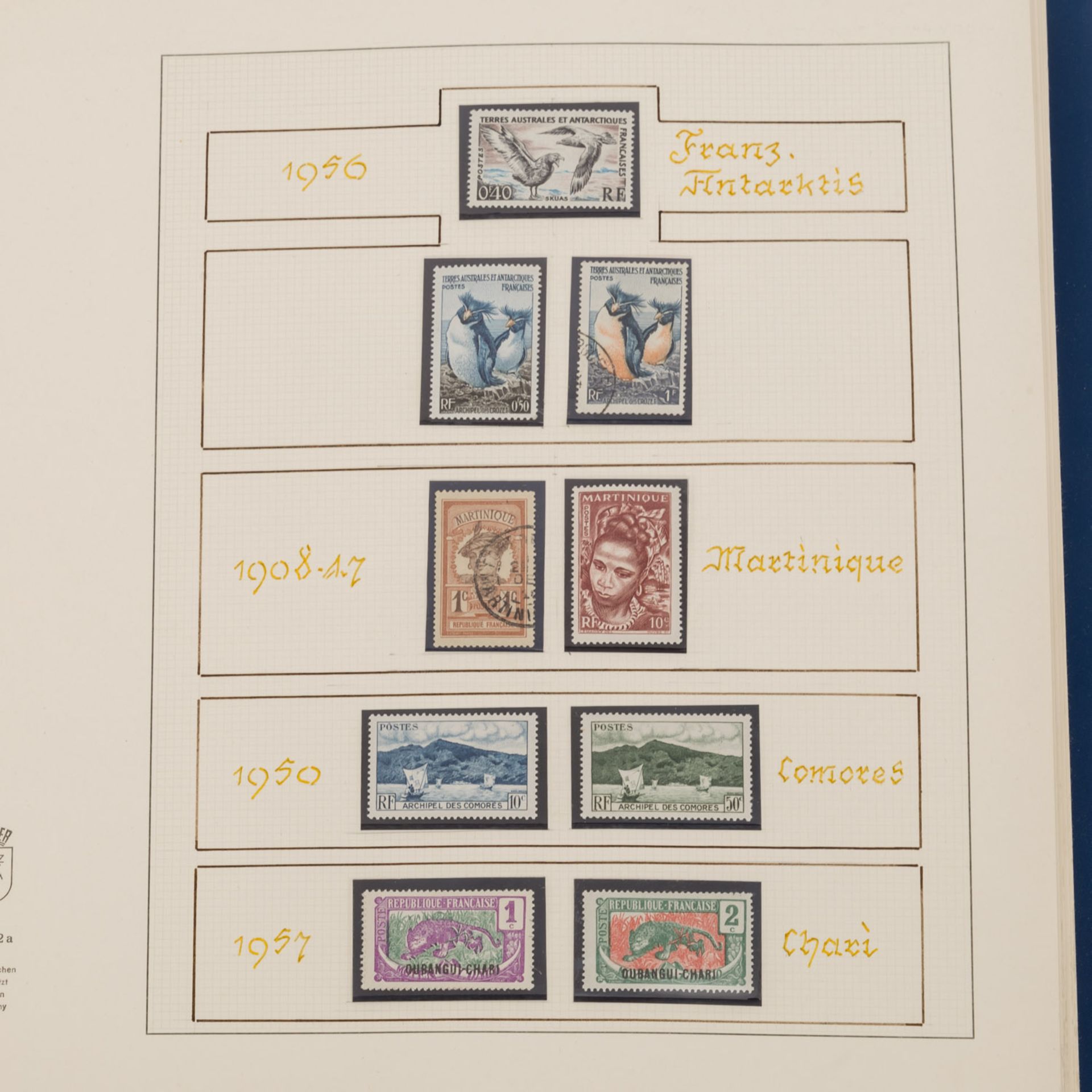 Briefmarken Album - Frankreich, Kolonien Lindner Album mit selbstgestalteten Blättern - Bild 2 aus 3