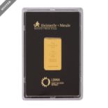 GOLDbarren – 10 g GOLD fein, Goldbarren geprägt, Hersteller Heimerle + Meule, origi