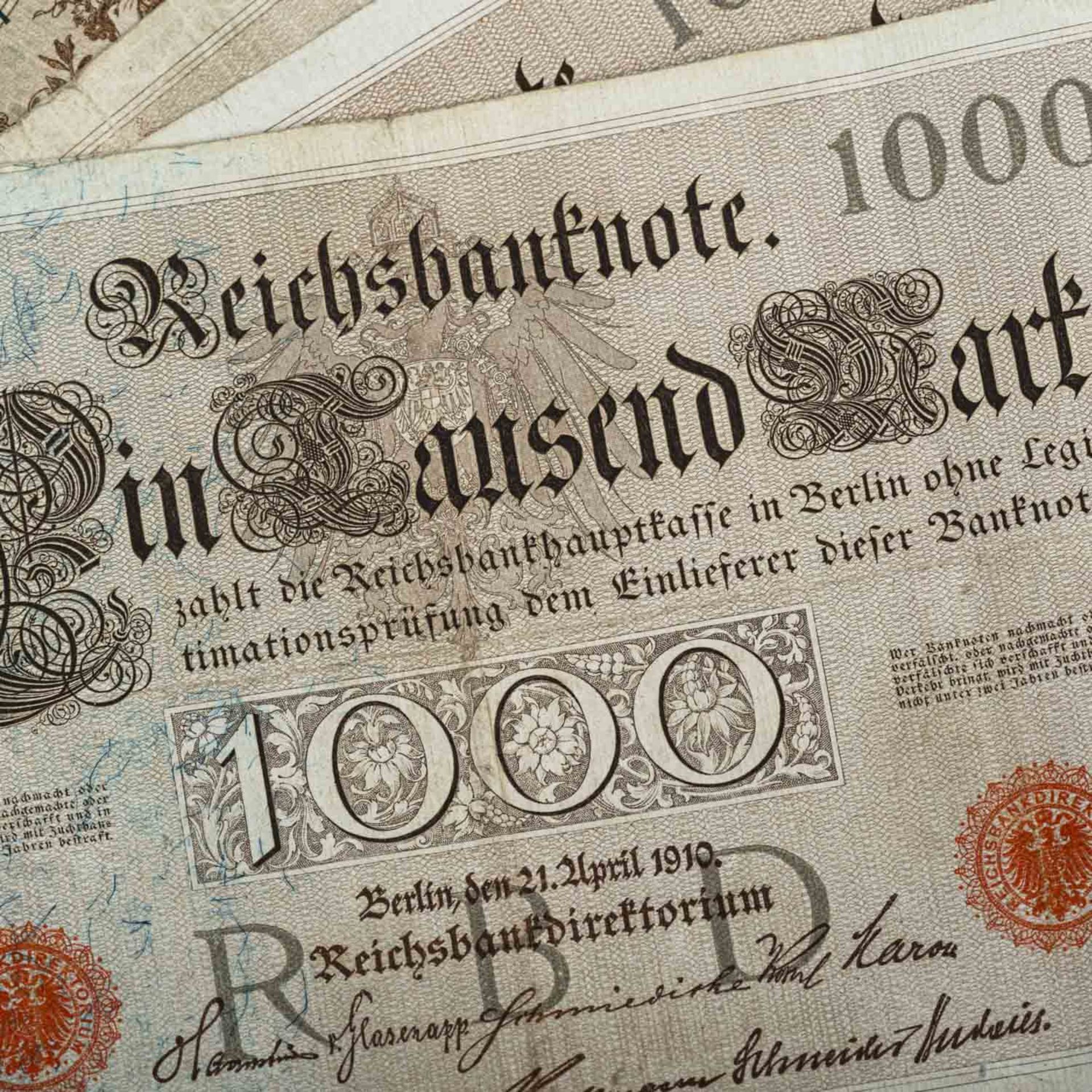 Schatzkiste historische Banknoten und Wertpapiere, darunter auch 2 x 20 D Mark und 3 x - Image 5 of 8