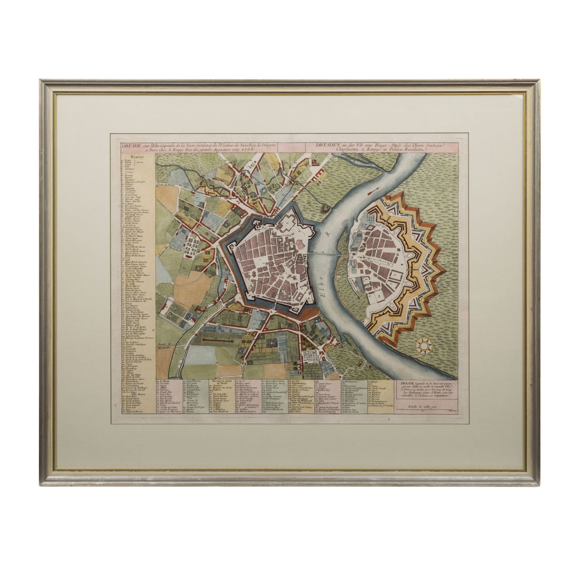 Hist. Kupferstichkarte der Stadt Dresden - "Dresden an der Elb eine Haupt-Stadt des Ob - Bild 2 aus 3