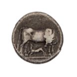 Illyrien/Dyrrhachion - Silber Stater 5-4.Jh.v.Chr., Av: Nach rechts stehendes Rind n.r