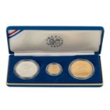 USA mit GOLD- Set America in Space mit 3 Medaillen, Gold, Silber und Bronze. Goldmedai