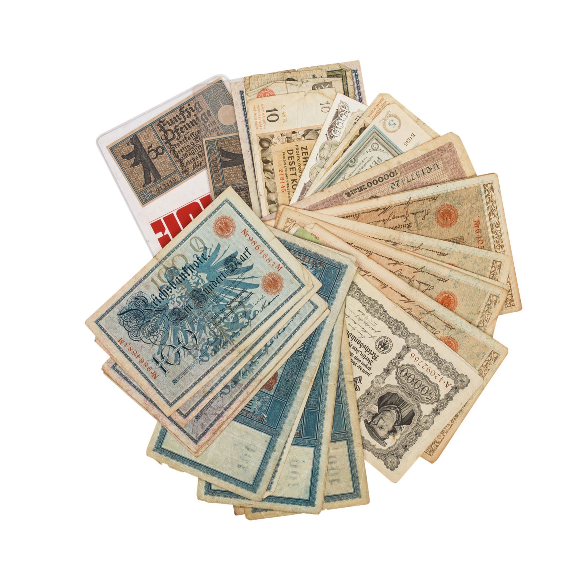 Dt. Reich Konvolut Wertscheine und Banknoten beinhaltet u.a. 500 Reichsmark Reichsschu - Bild 2 aus 5