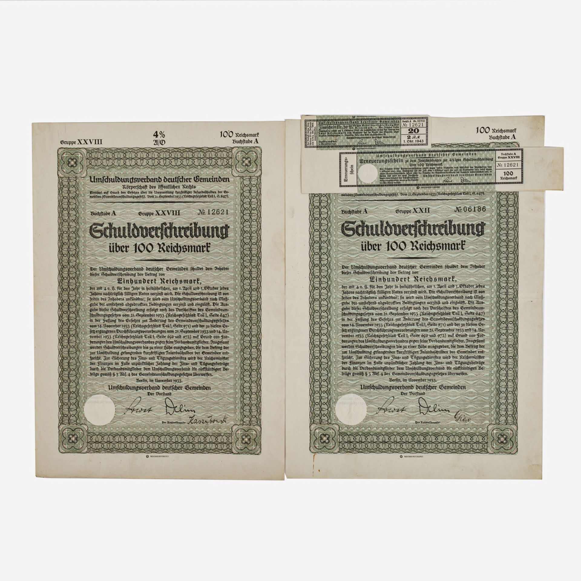 Dt. Reich Konvolut Wertscheine und Banknoten beinhaltet u.a. 500 Reichsmark Reichsschu - Bild 3 aus 5